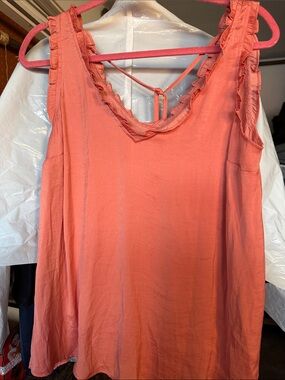 LC Lauren Conrad Coral Ruffle-Trim Sleeveless Camisole